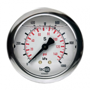 Pressure Gauge 63mm 0-2500 kPa Liquid Filled Rear Entry